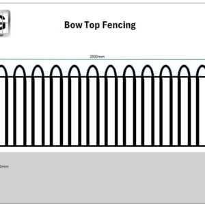 Bow Top Steel Railings 1.2m x 2.8m Black